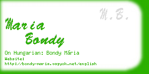 maria bondy business card
