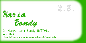 maria bondy business card